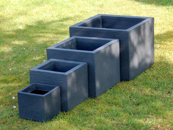 Pflanzkübel Kubus Kunststoff anthrazit rechteckig